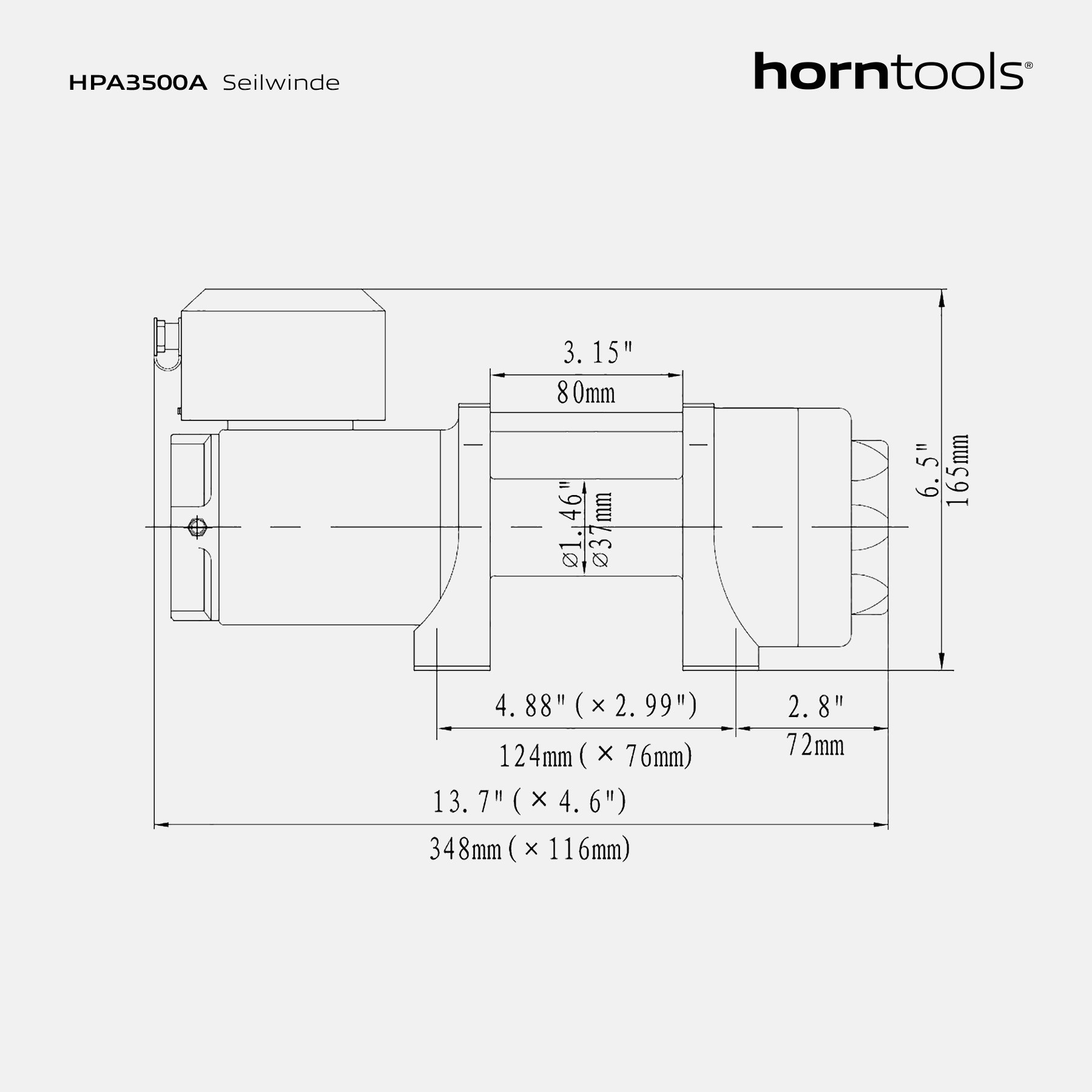 Sistema con verricello mobile con 1,6 tonnellate e fune in plastica da 22 m