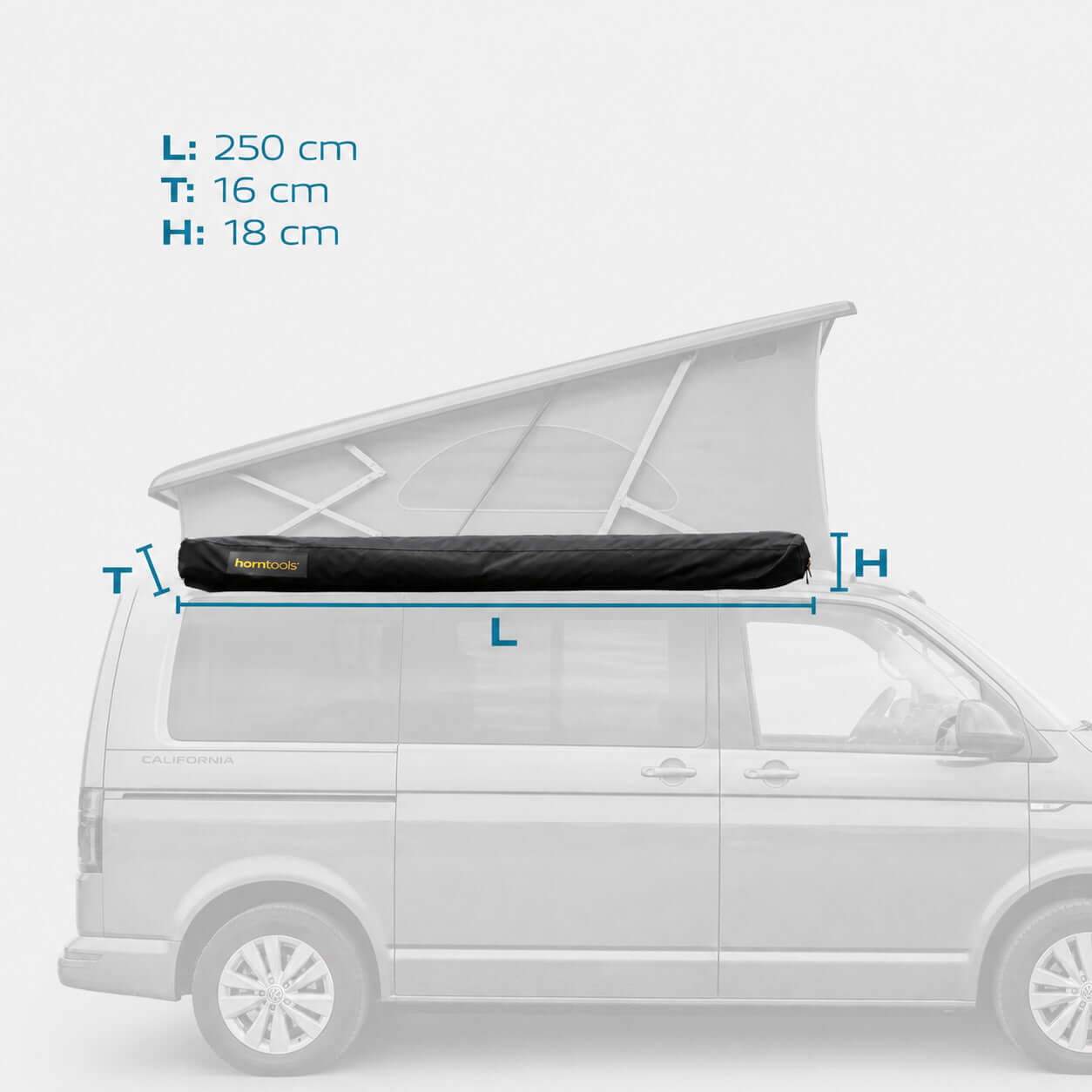 180 Grad Markise Horizon 2,5 m für VW California T5 / T6 (freitragend)
