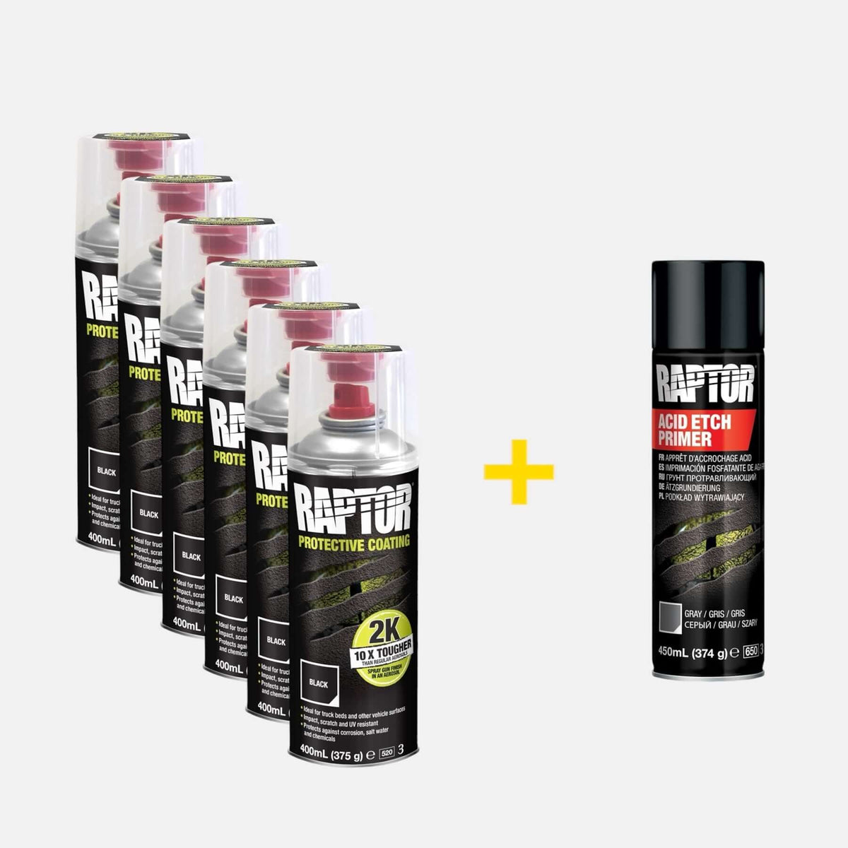 6 bombolette spray RAPTOR 2K + primer mordenzante in omaggio