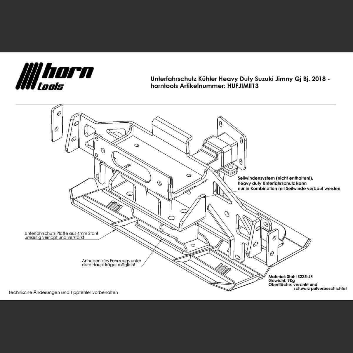 Dispositivo di raffreddamento protezione antincastro in combinazione con verricello per Suzuki Jimny GJ/HJ