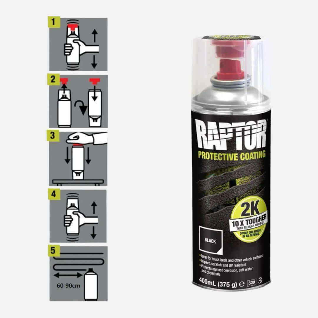 Bomboletta spray RAPTOR 2K - 400 ml con indurente - nera